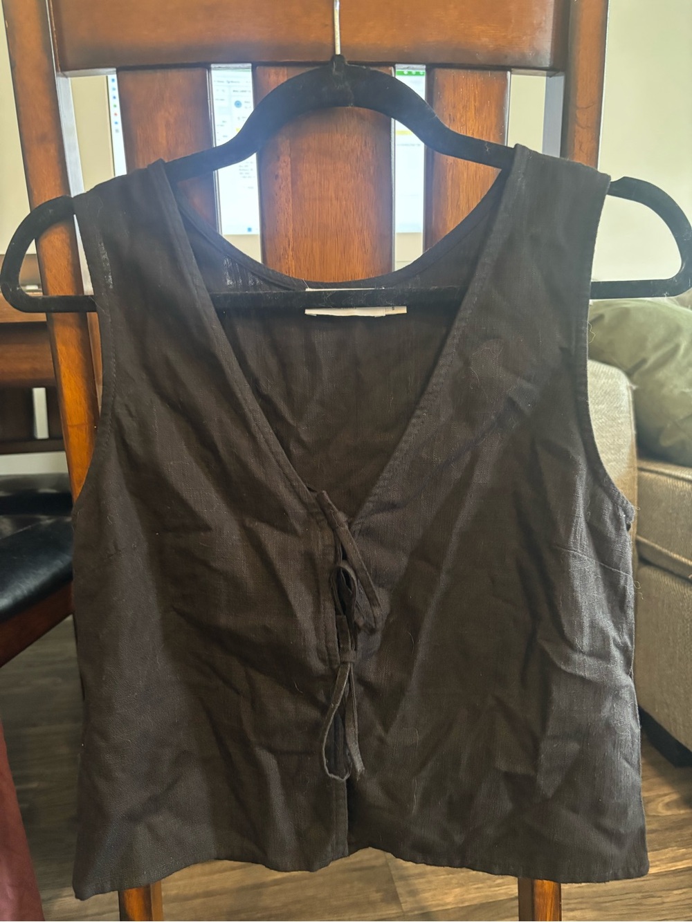 twik Black V-Neck Tie-Front Camisole